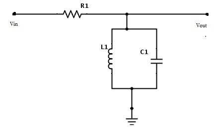 图:采用R、L、C元件的带通滤波电路